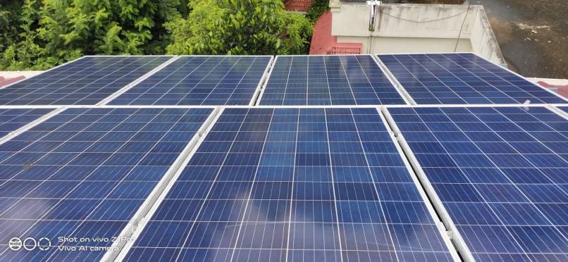 3KW gridtied solar power plant with Gautam Solar panels and Growatt inverter